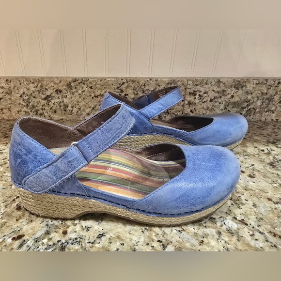 Dansko Blue Mary Jane Platform Espadrilles Size 38 (9) - Picture 3 of 6